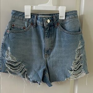 TOPSHOP High Rise Distressed Jean Shorts 2